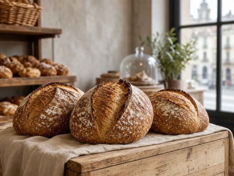 Sourdough loaves at Bakery Riconalsin